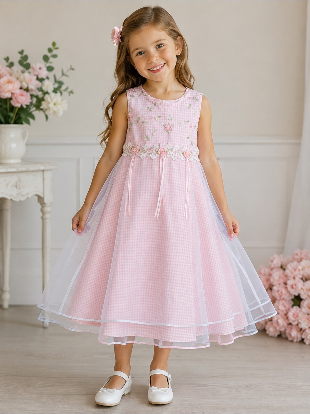 Bonnie Jean Girls’ Pink Gingham Dress – Size 5 – NWT